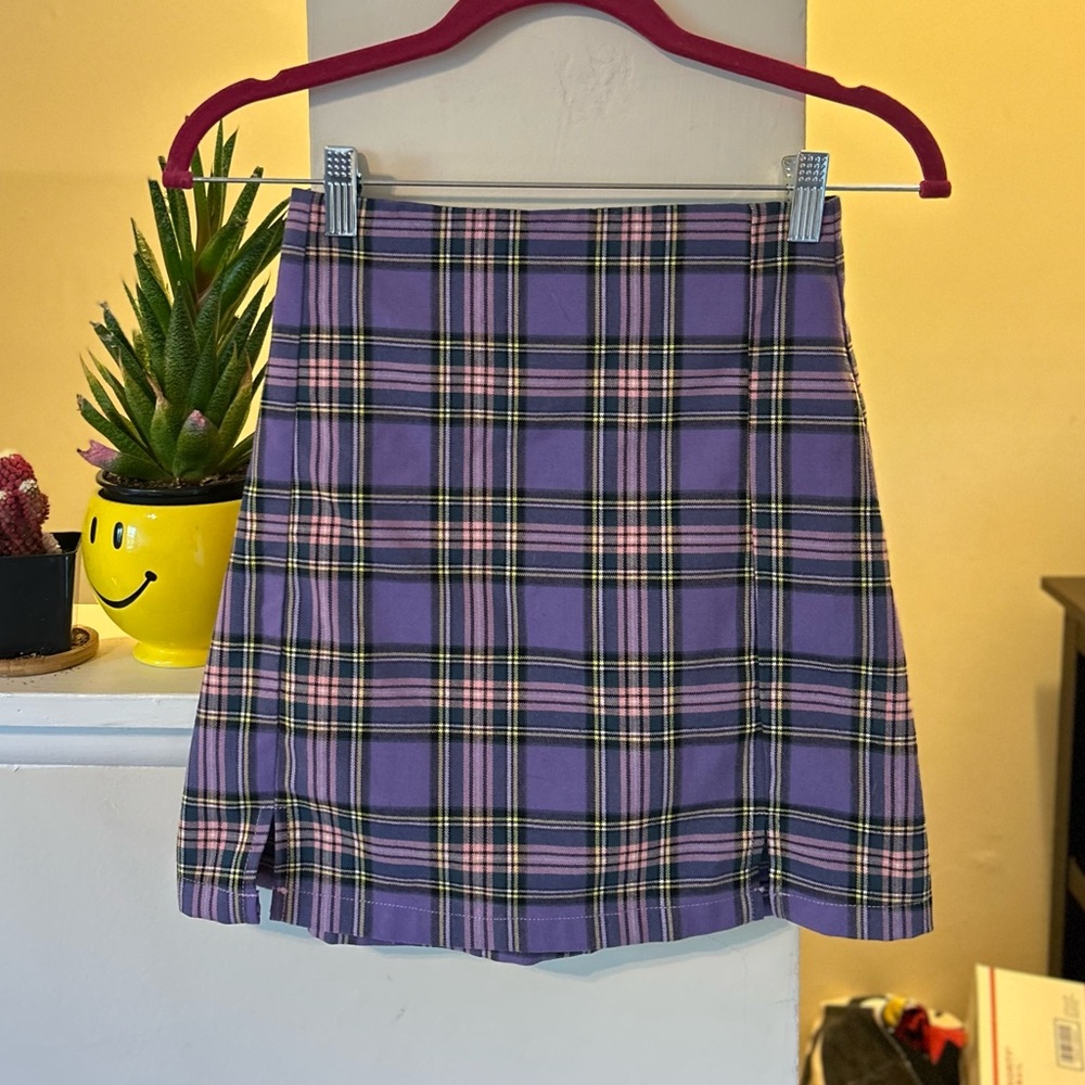 Pink & Purple J. Galt Luxury Plaid Mini Skirt // Size S